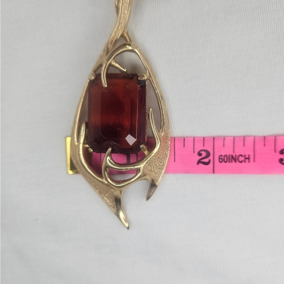 Vintage 70s Sarah Coventry Molten Topaz Necklace Amber Glass Excellent Condition - Picture 7 of 8